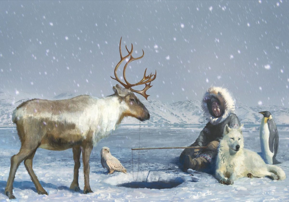 Северная олениха тундра художник