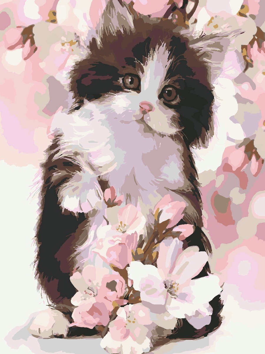 Котенок с цветами