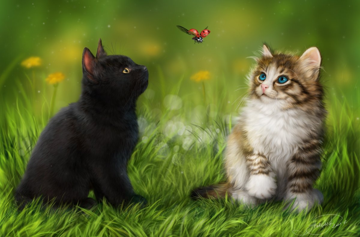 Кошка с котятами