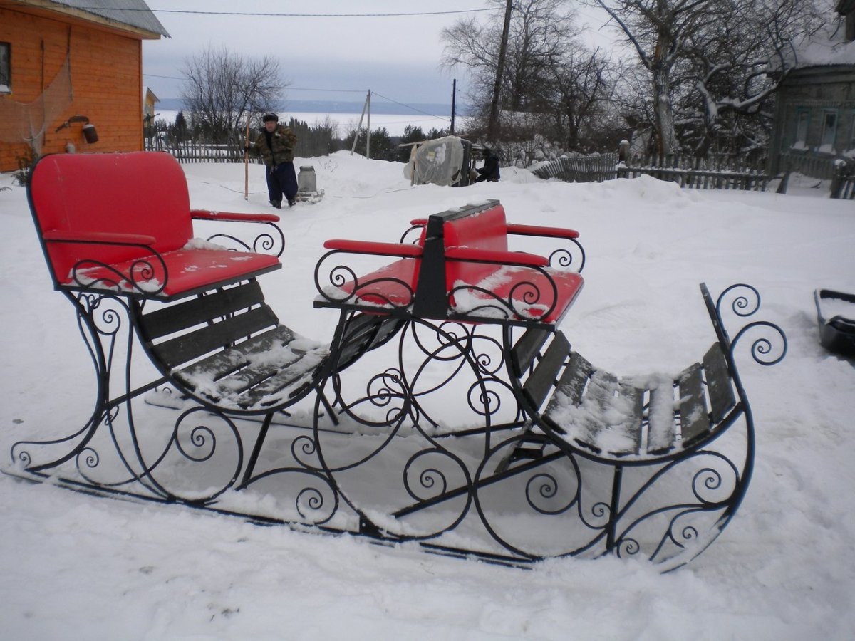 Кованые конские сани