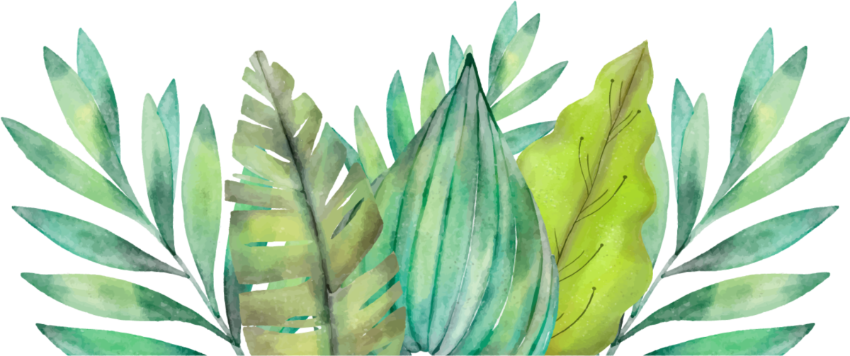 Тропические листья акварелью