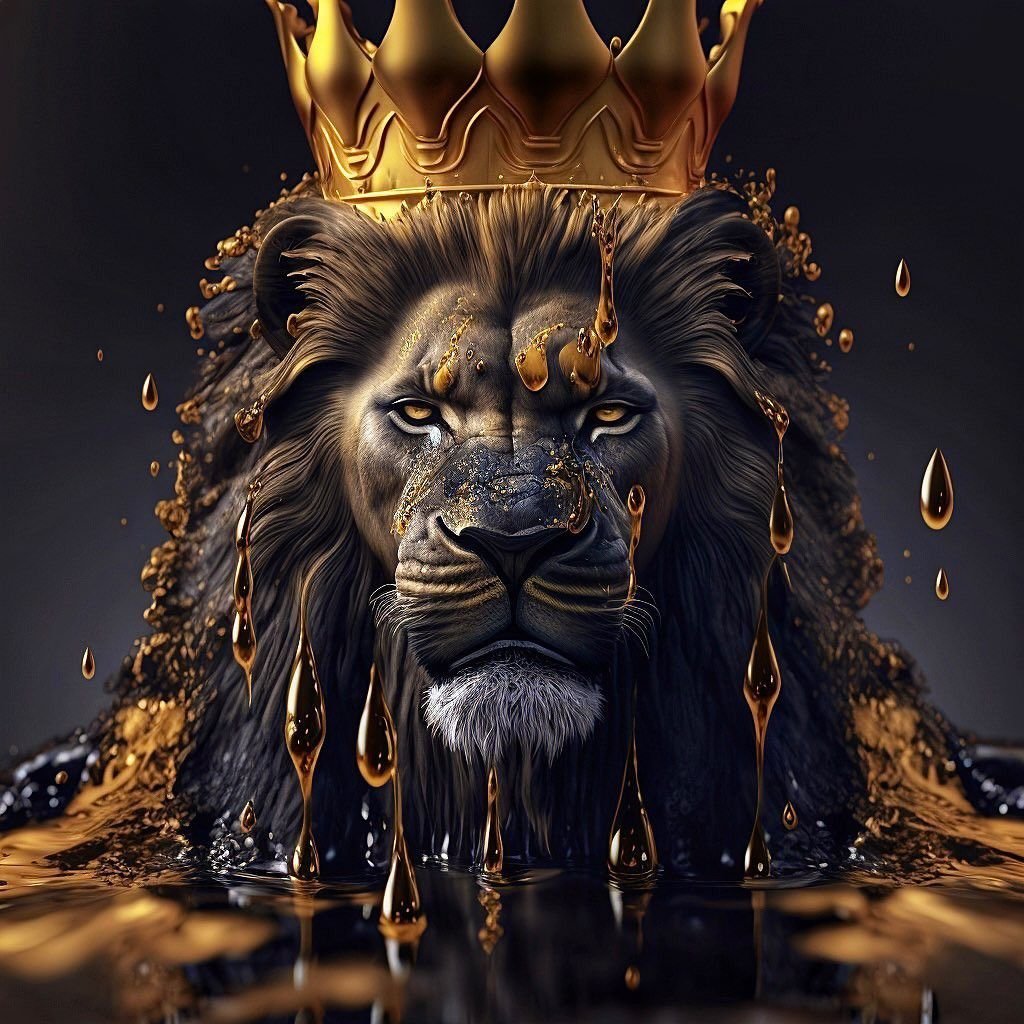 Лев с короной на голове 3d арт
