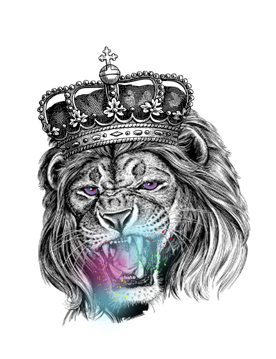 Тату Лев с короной эскизы для мужчин