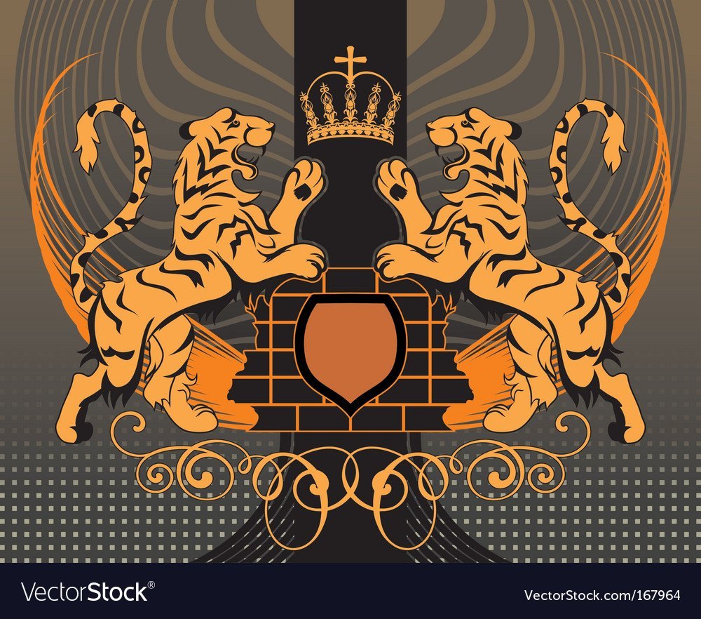 Тигр с короной векторное изображение