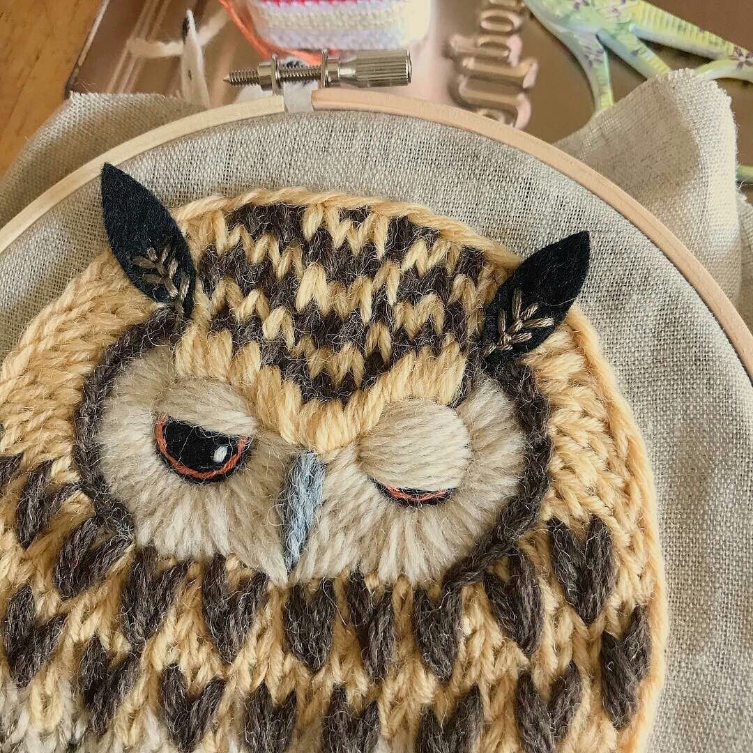 Вязаный кошелек Сова