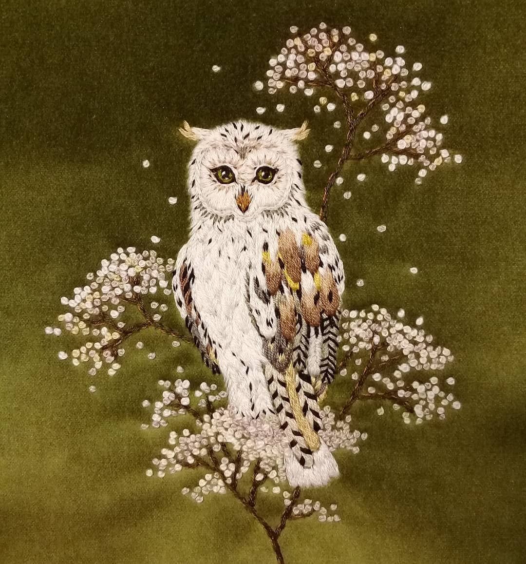 Вышитая Сова гладью