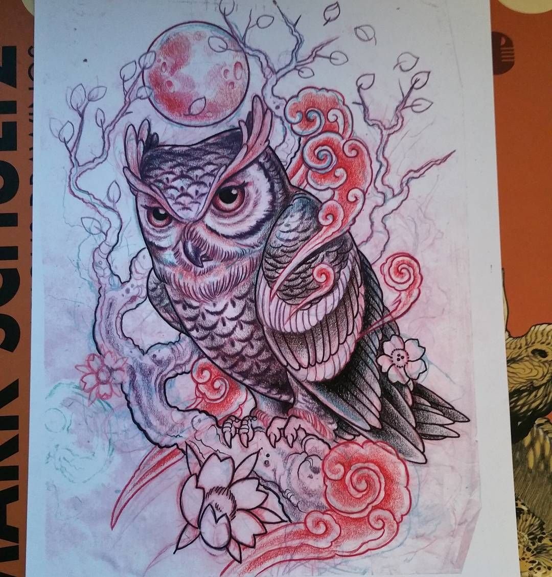 Эскизы татуировок Совы
