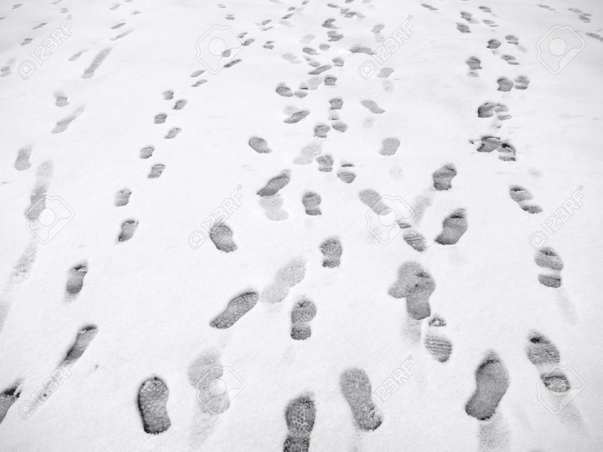 Следы на снегу без фона