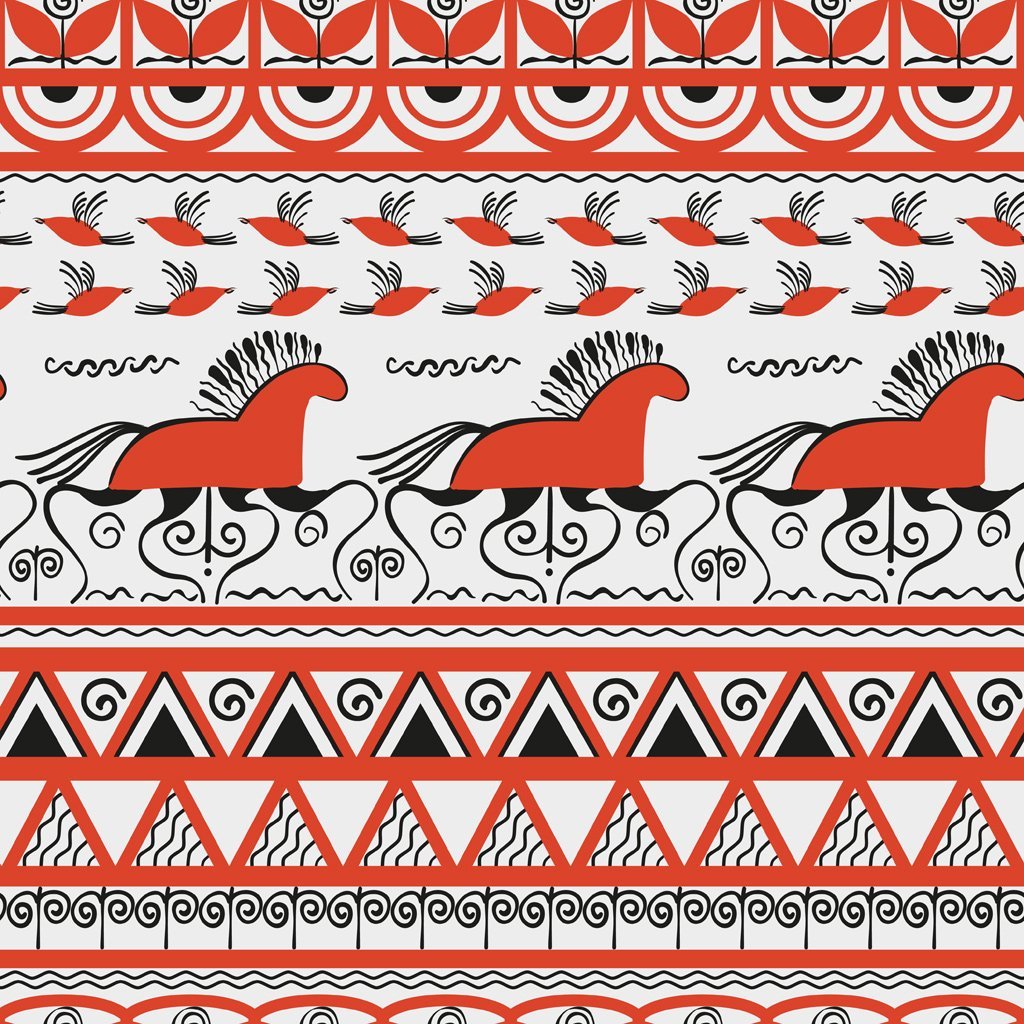 Мезенская роспись ленточный орнамент