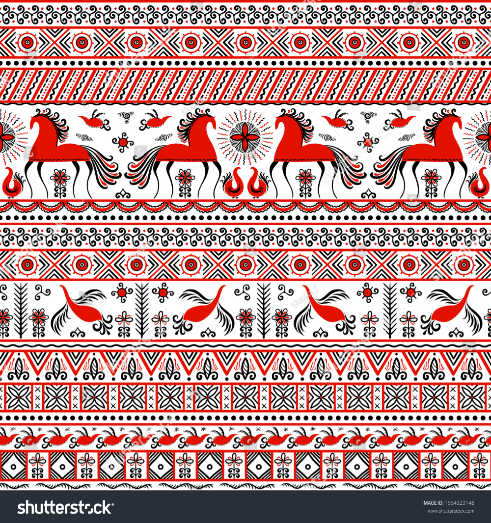 Мезенская роспись орнамент