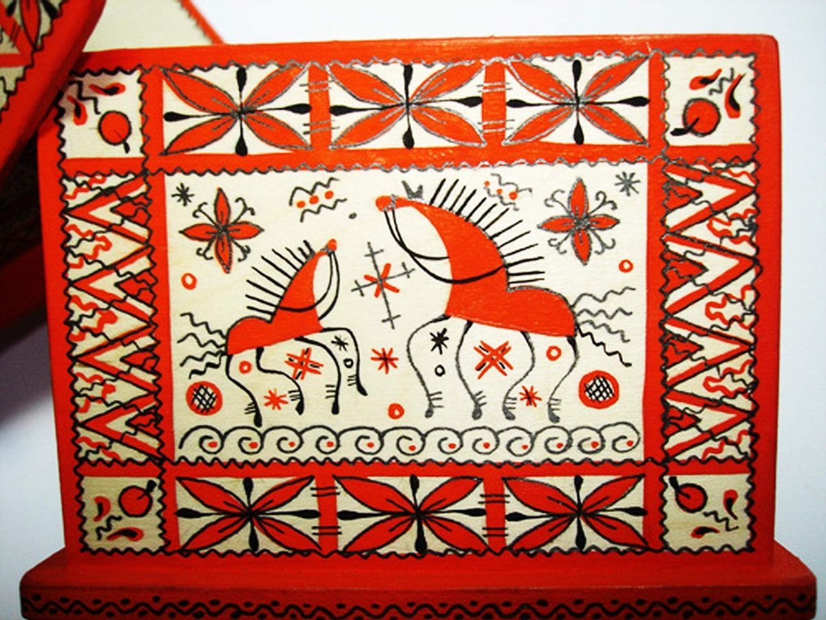 Мезенская роспись прялка