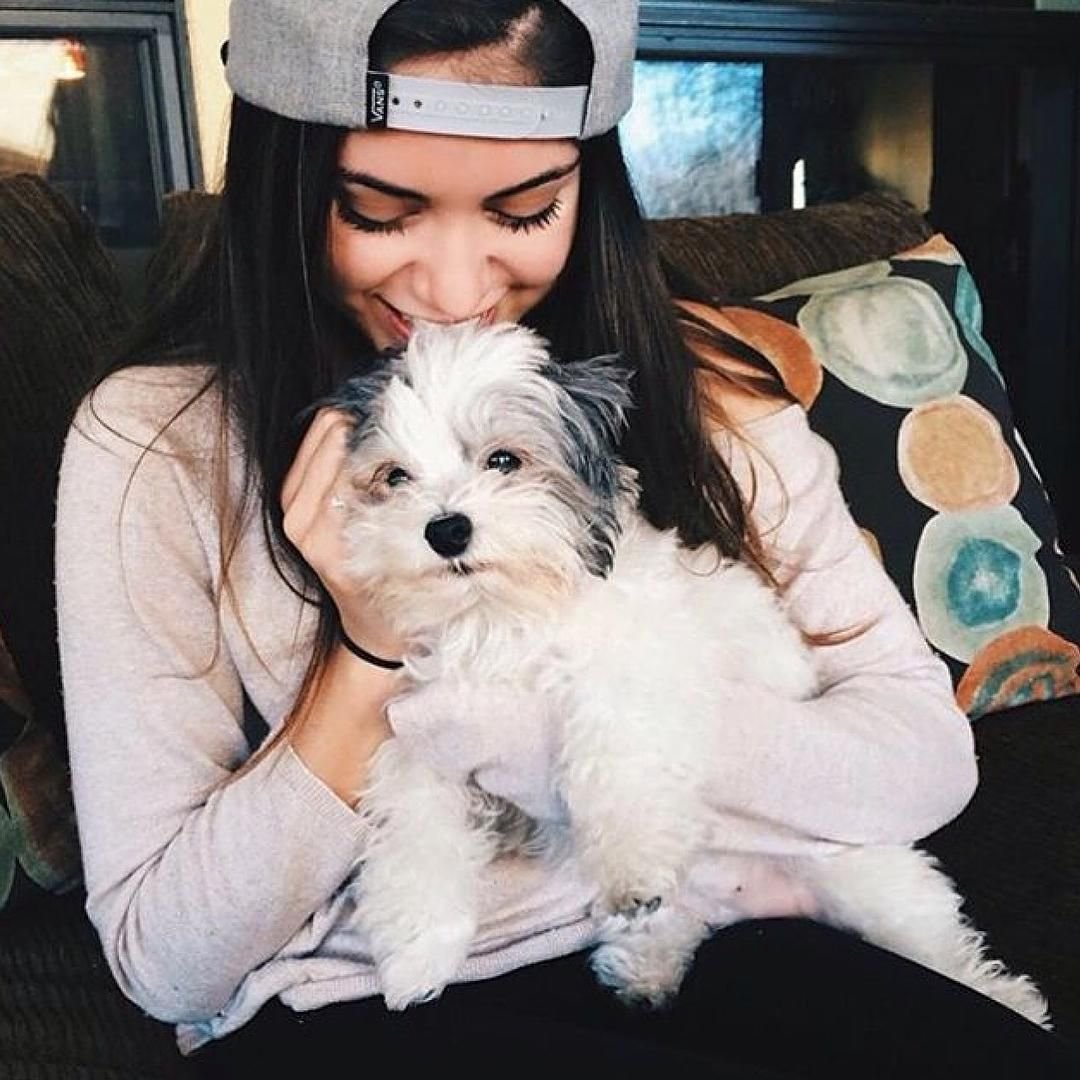 Брюнетка с собакой