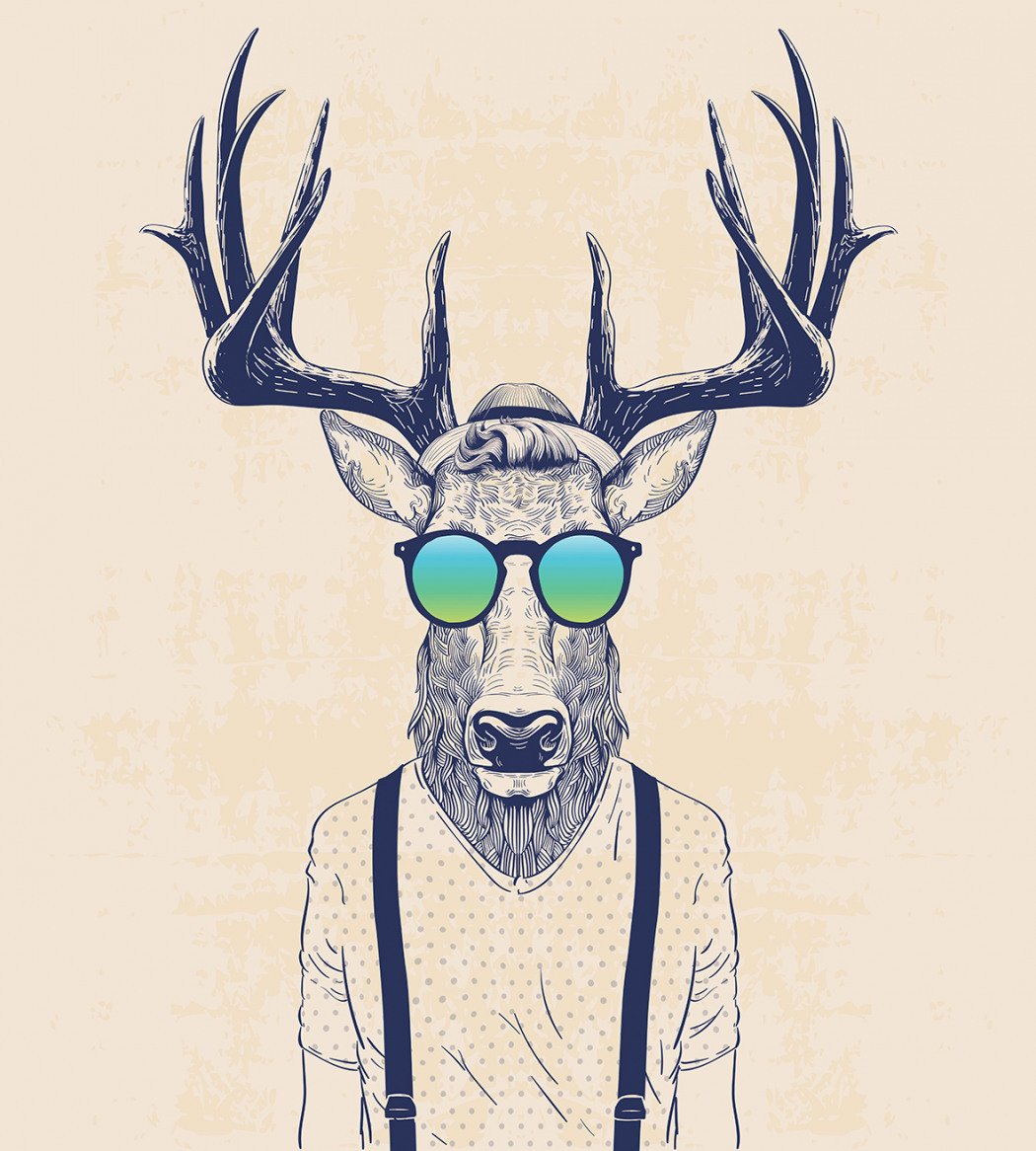 Олень новогодний в очках