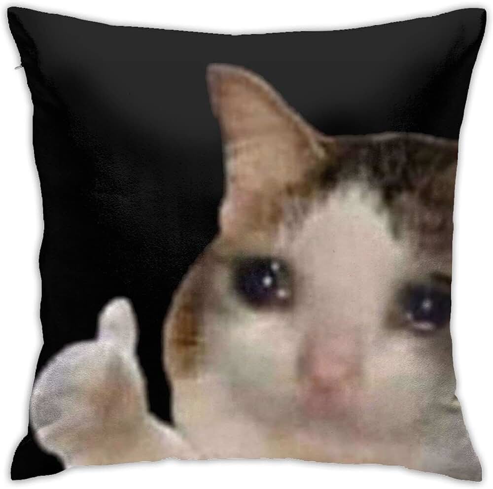 Плачущий кот показывает палец вверх