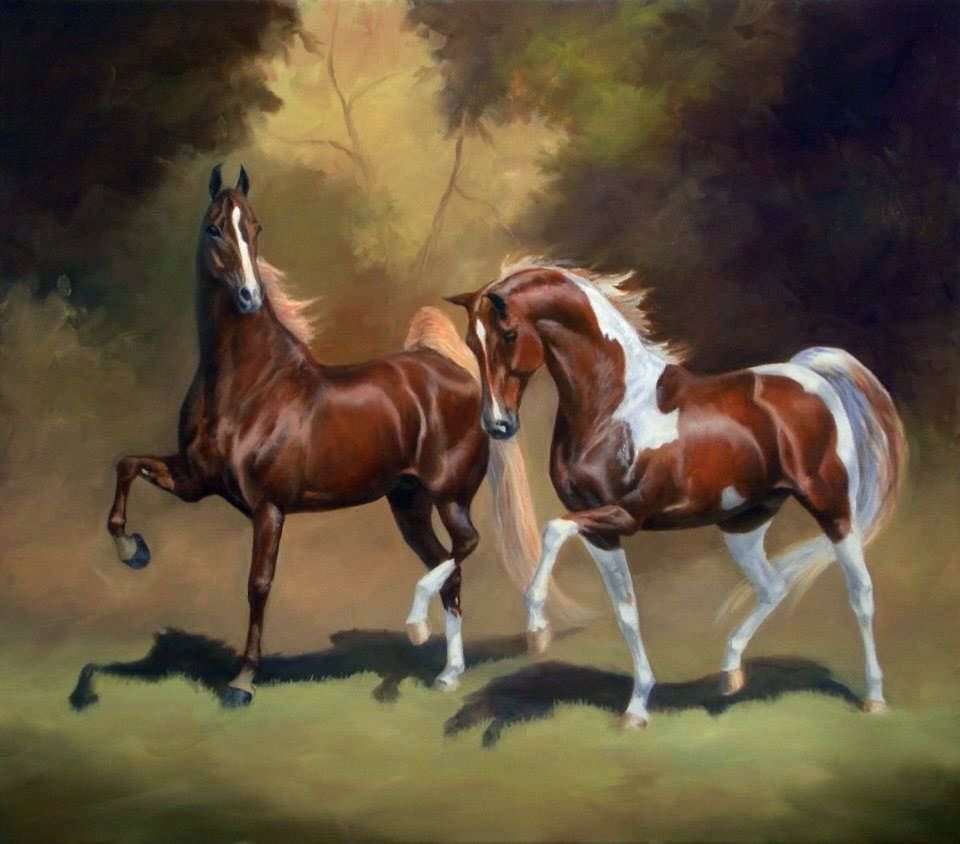 Пейзаж с лошадьми