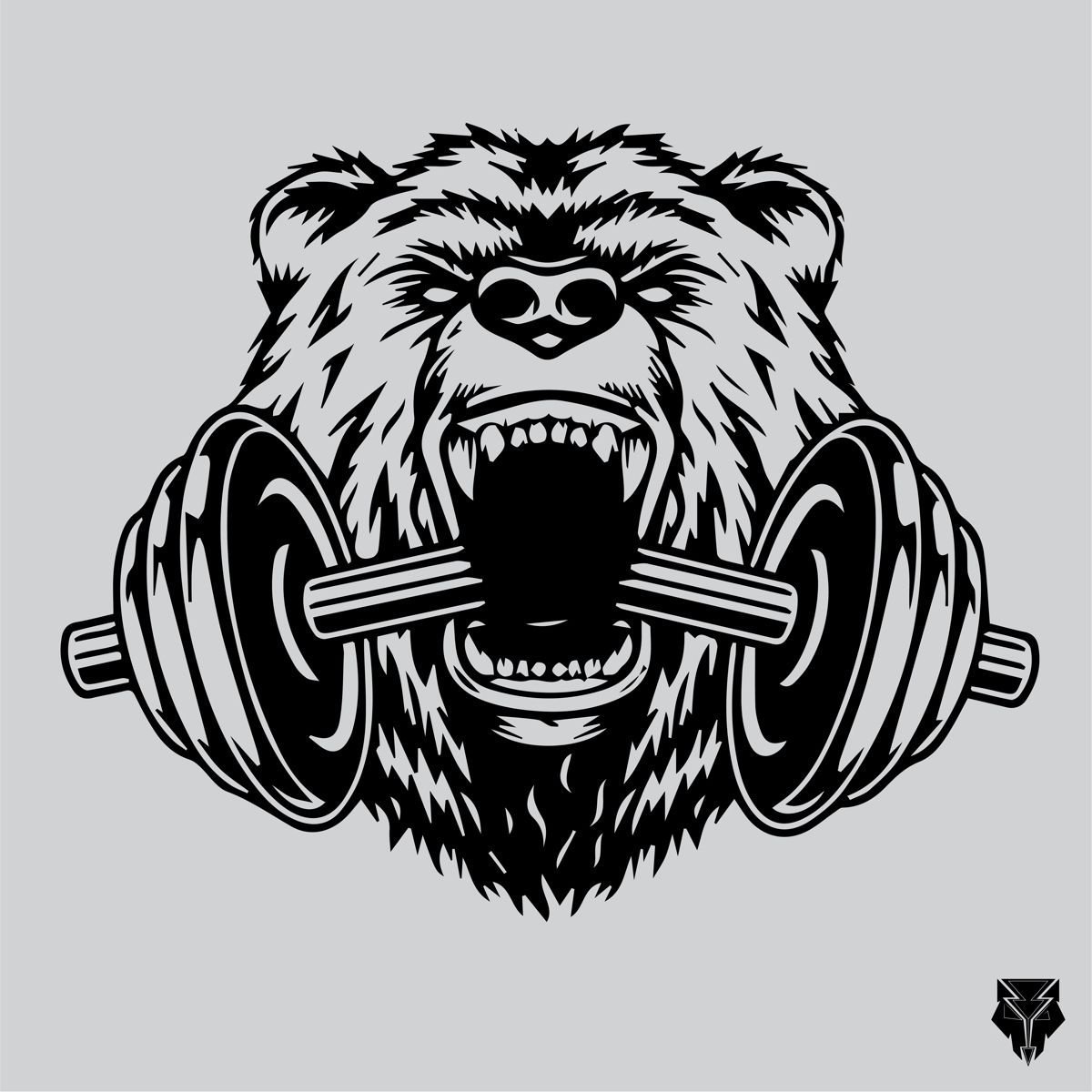 Тату медведь со штангой