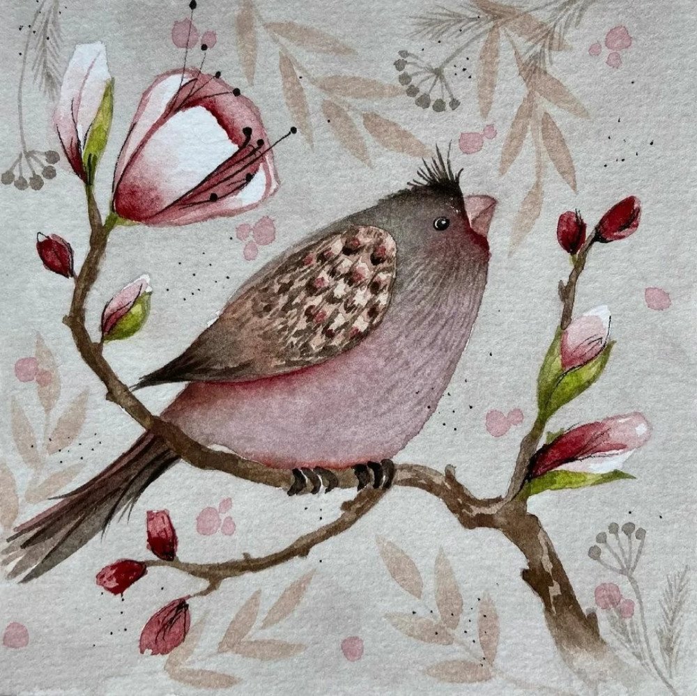 Акварельные птички Евгении Соловьевой