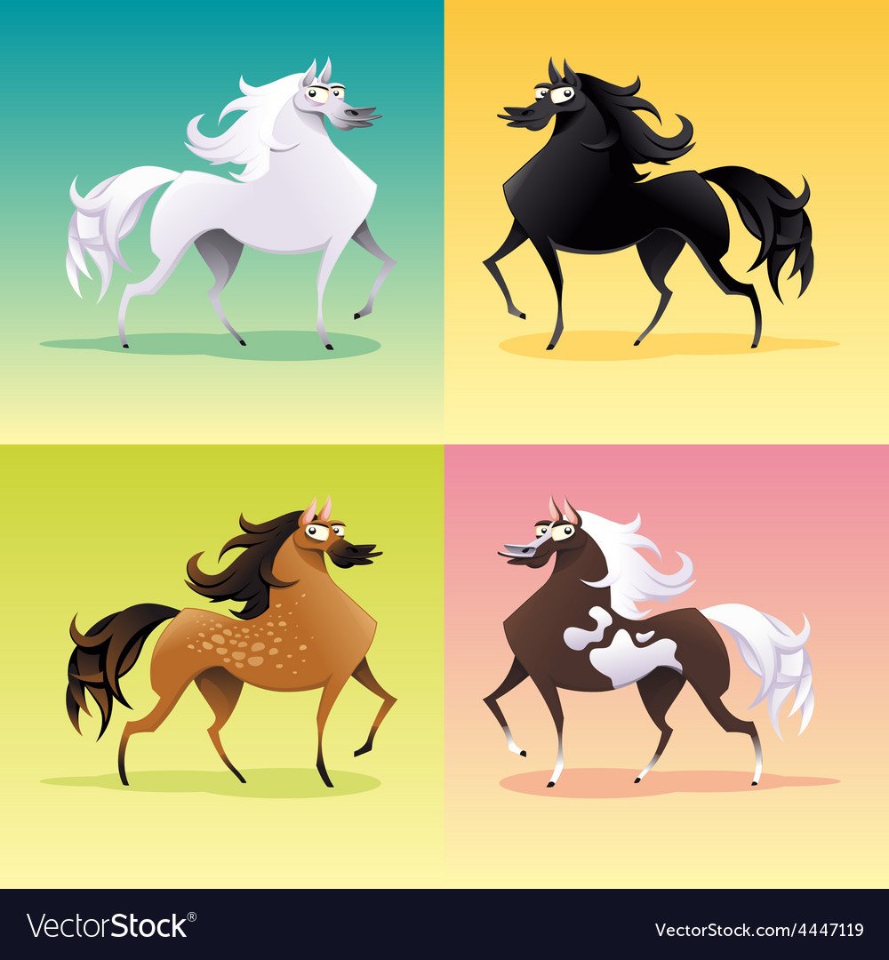 Графические фигуры лошади цветные