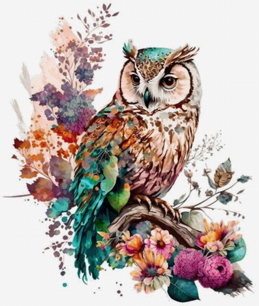 Совенок акварель