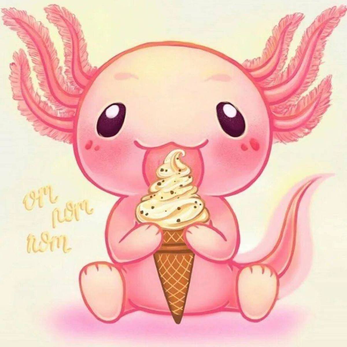 Аксолотль милашка аниме