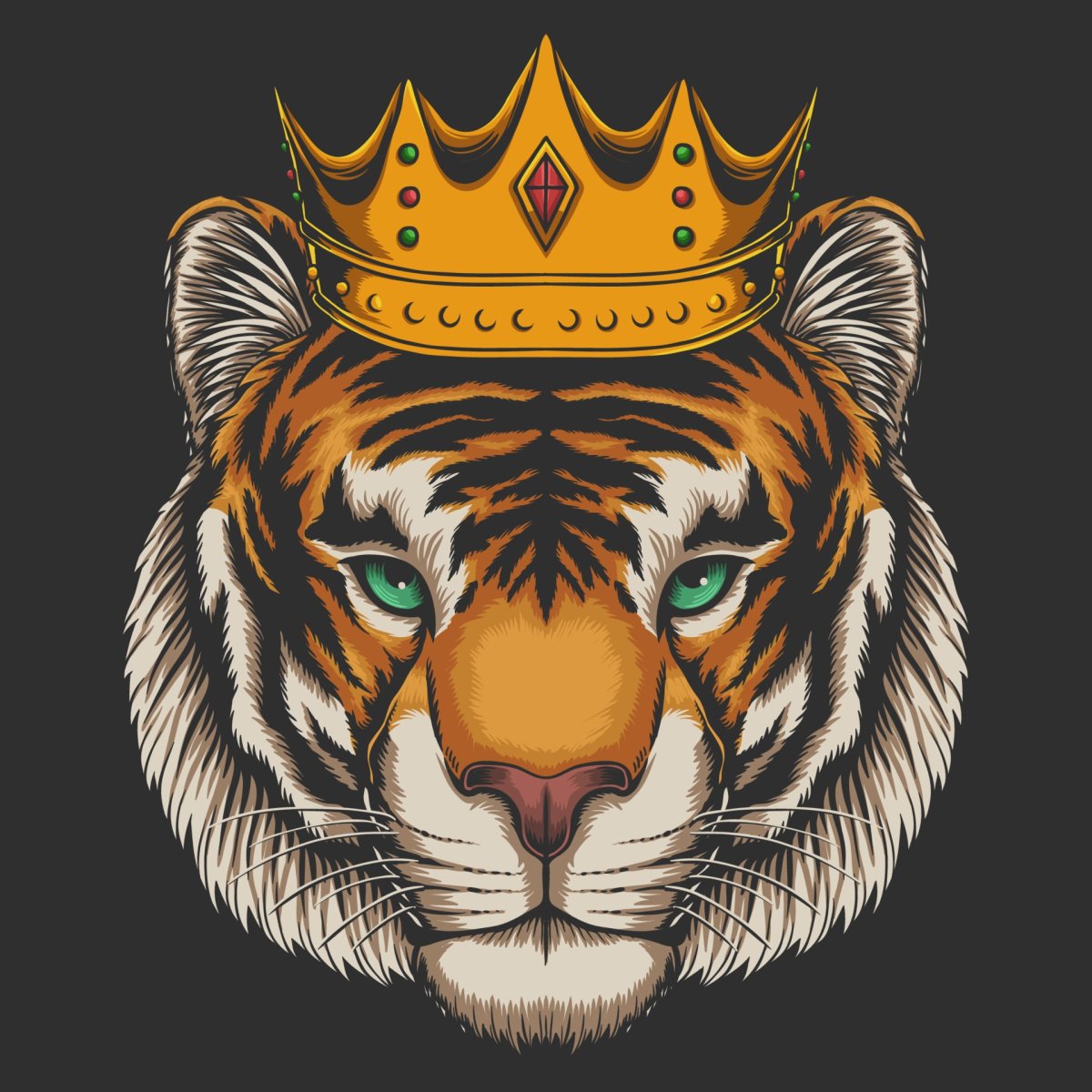 Тигр с короной вектор
