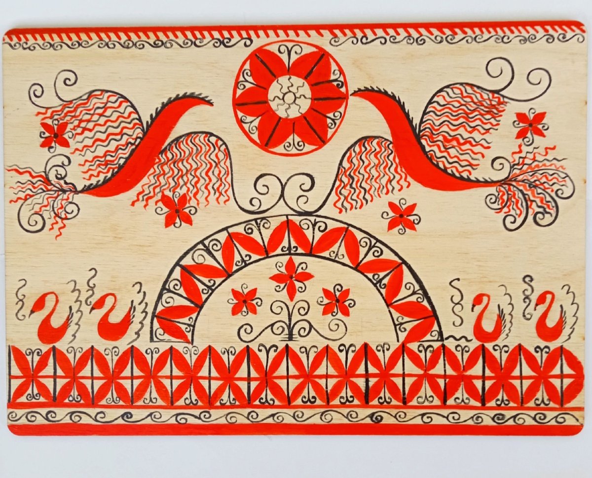 Мезенская роспись элементы росписи