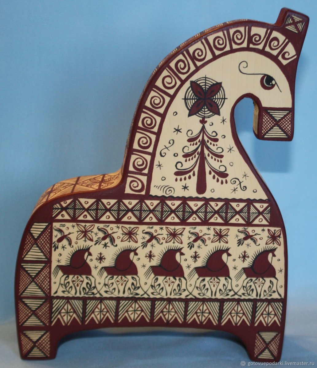 Мезенская роспись роспись лошадь