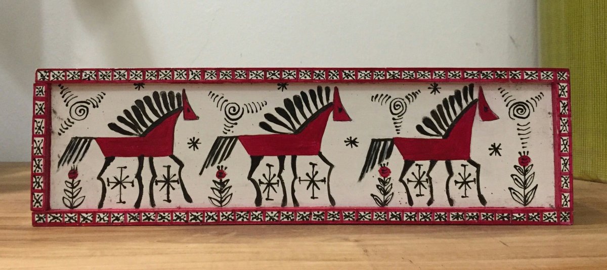 Мезенская роспись конь