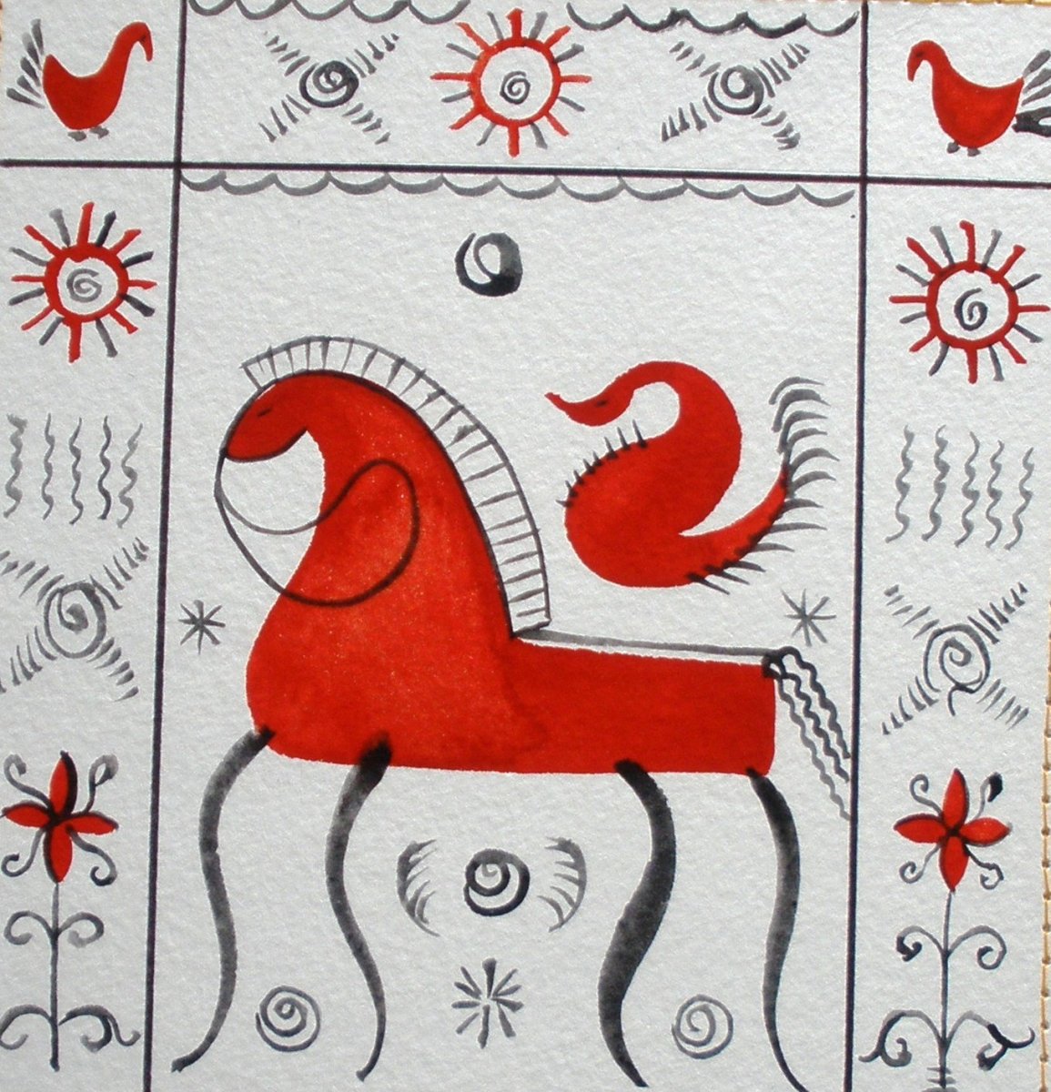 Образ коня в мезенской росписи