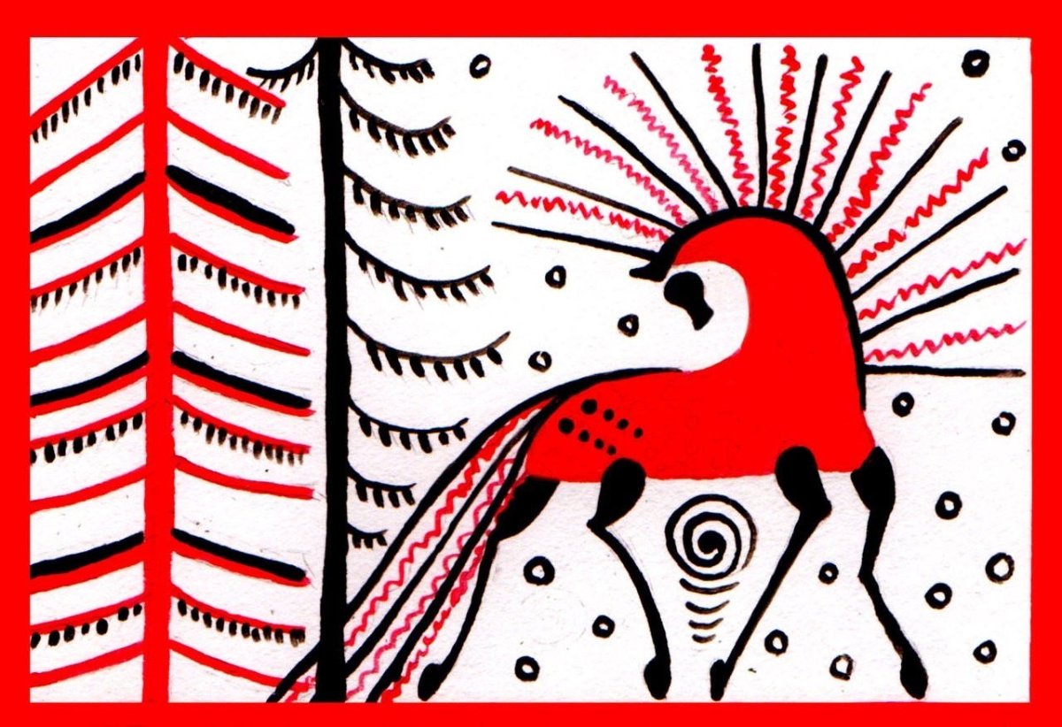 Мезенская роспись элементы конь