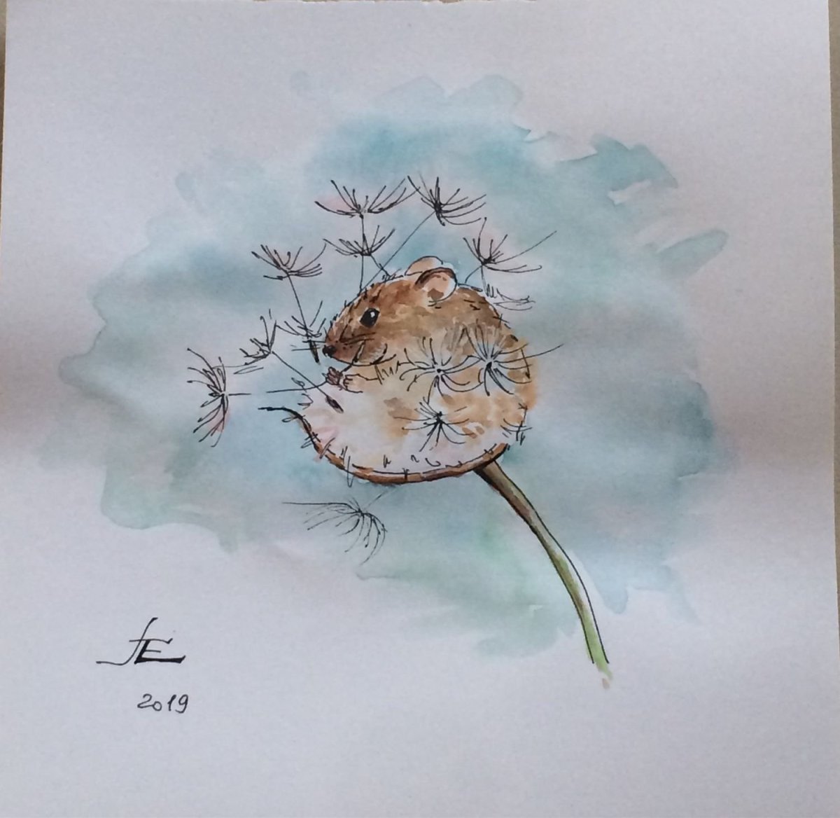 Мышонок акварель