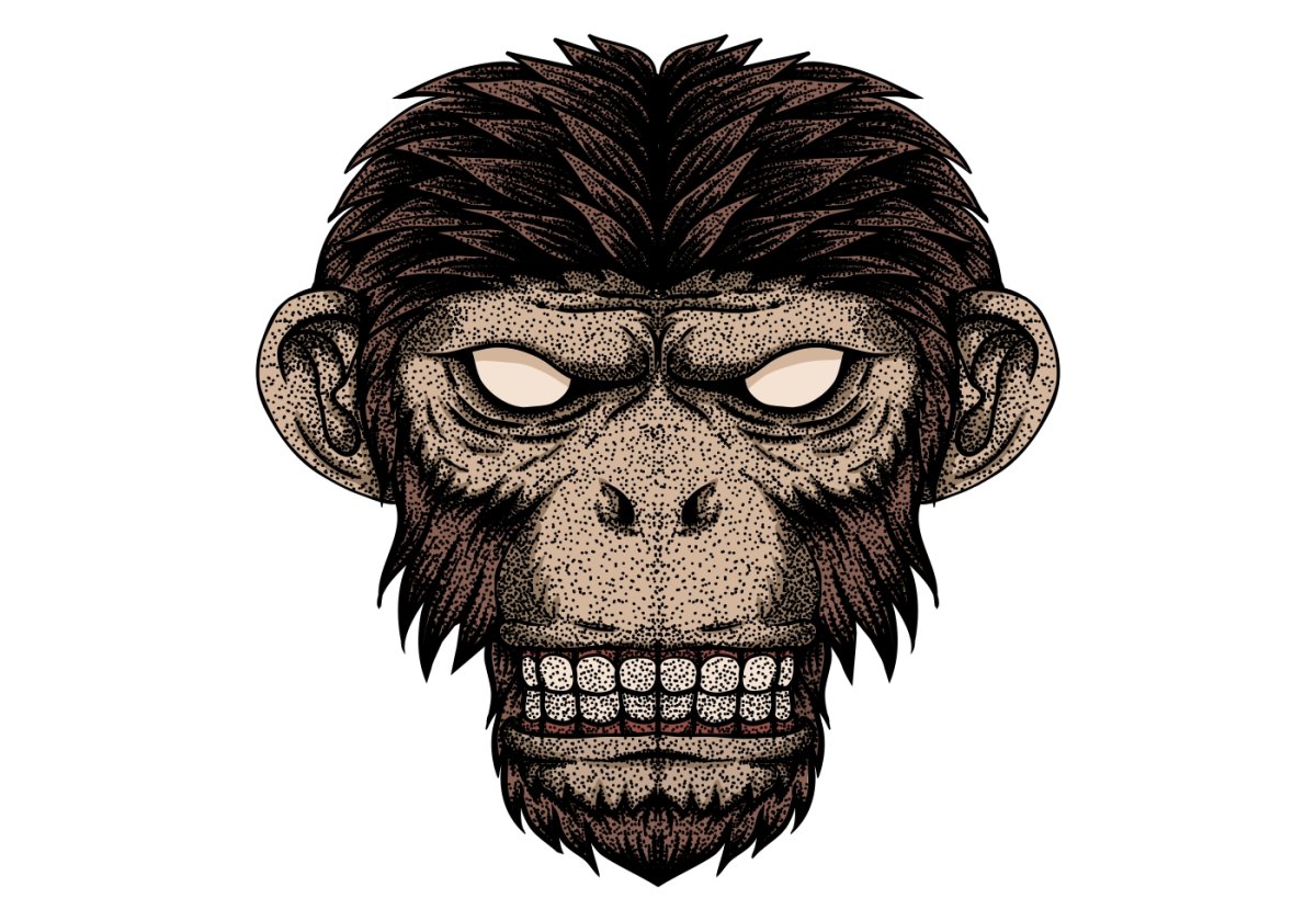 Злая обезьяна голова вектор
