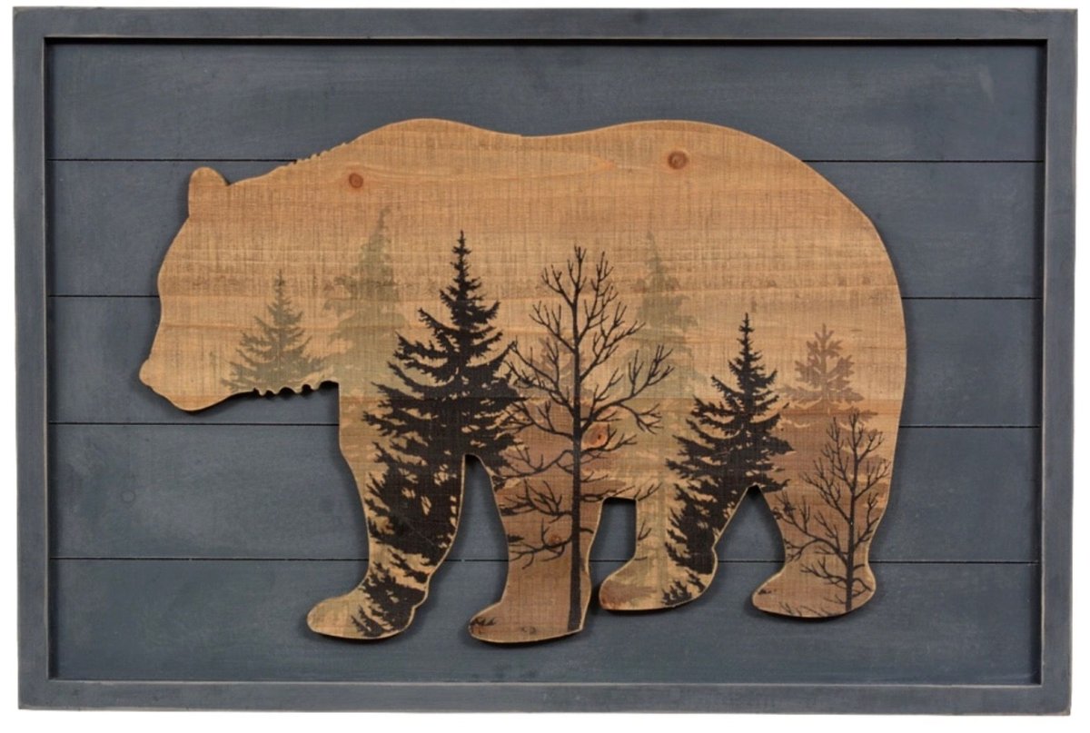 Деревянное панно медведь