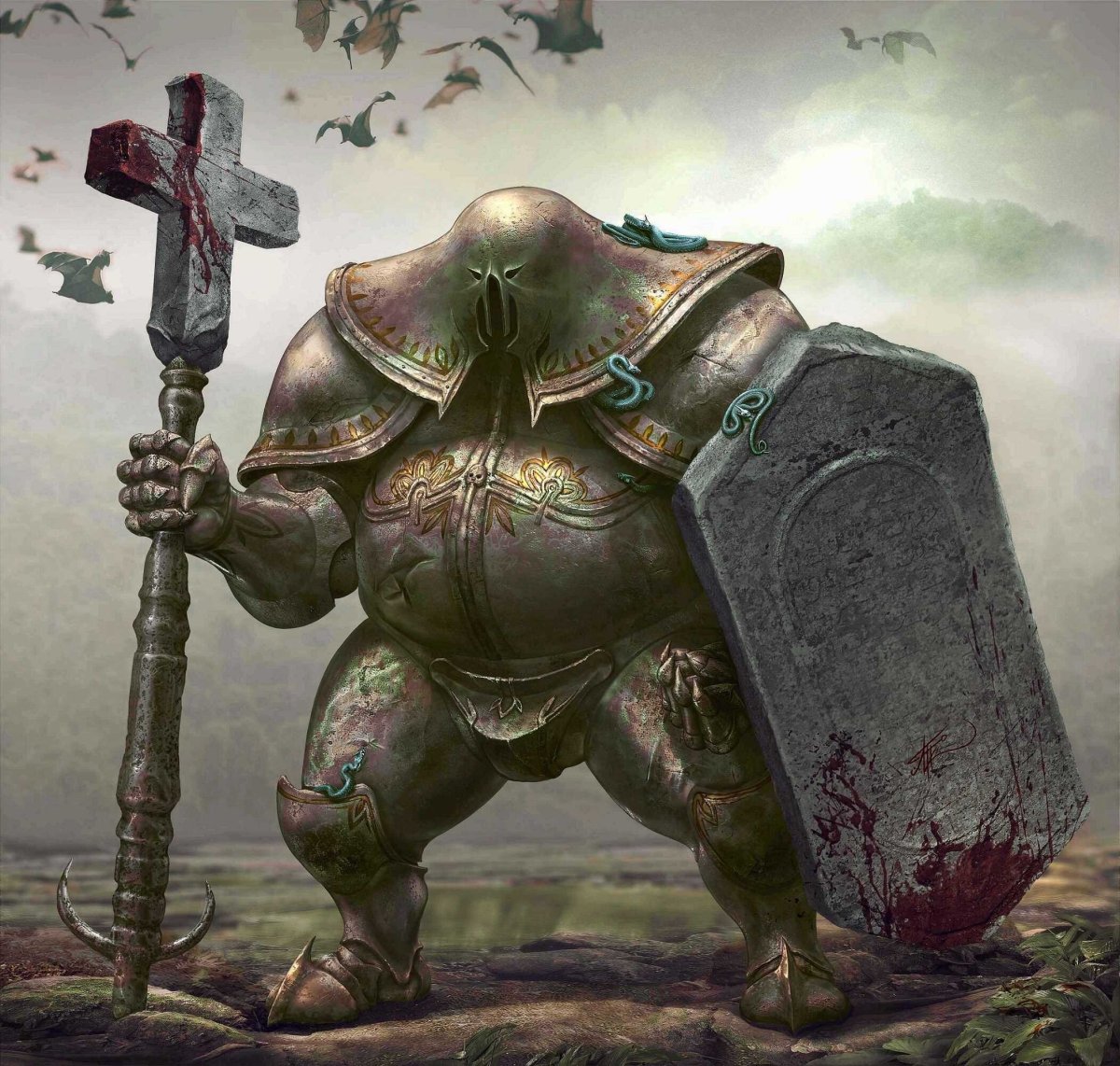 Гробовщик рыцарь. Арт дарк фэнтези