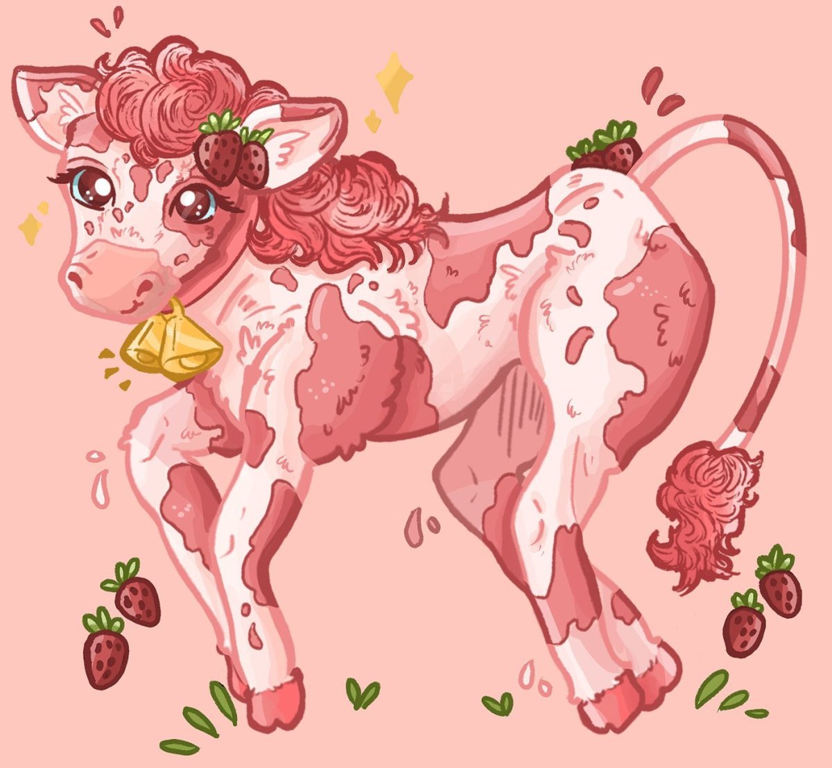 Розовая корова арт