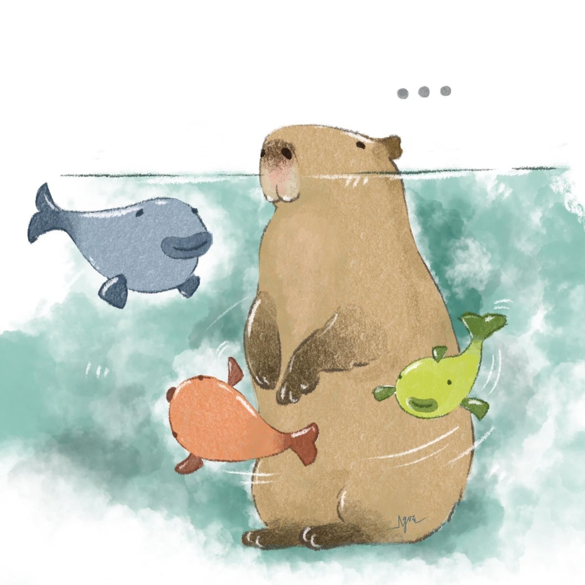 Милая капибара арт