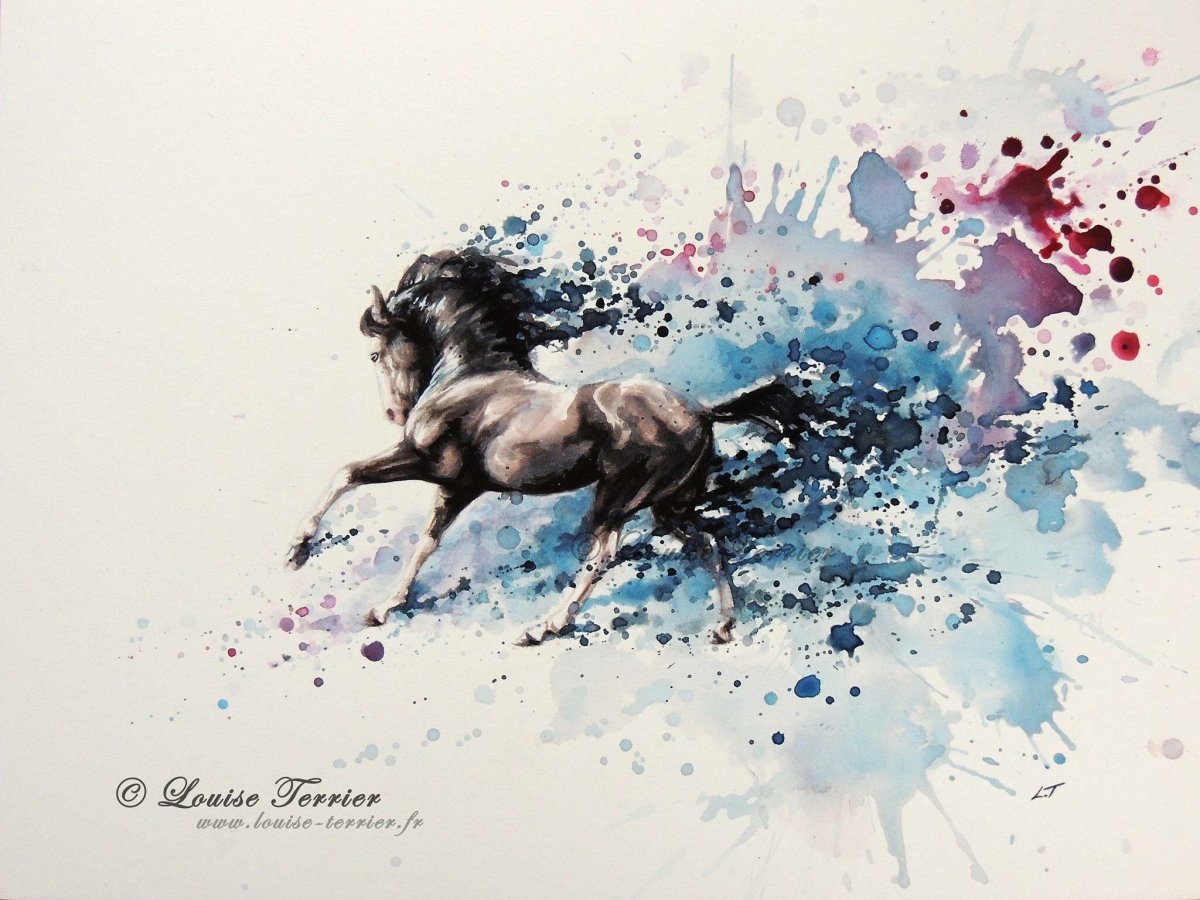 Лошадь акварелью