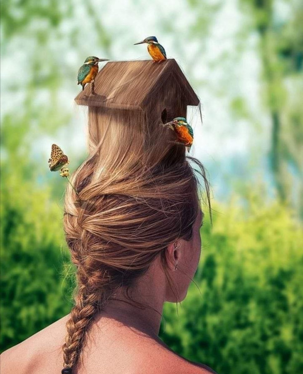 Птица с волосами