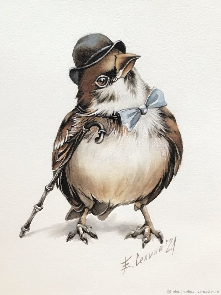 Акварельный Воробей