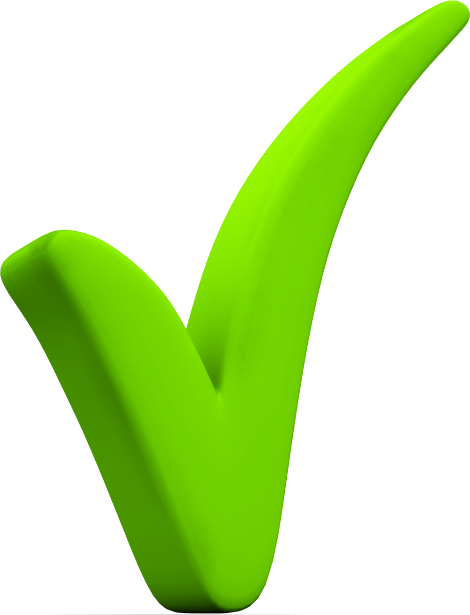 Зеленая галочка на прозрачном фоне