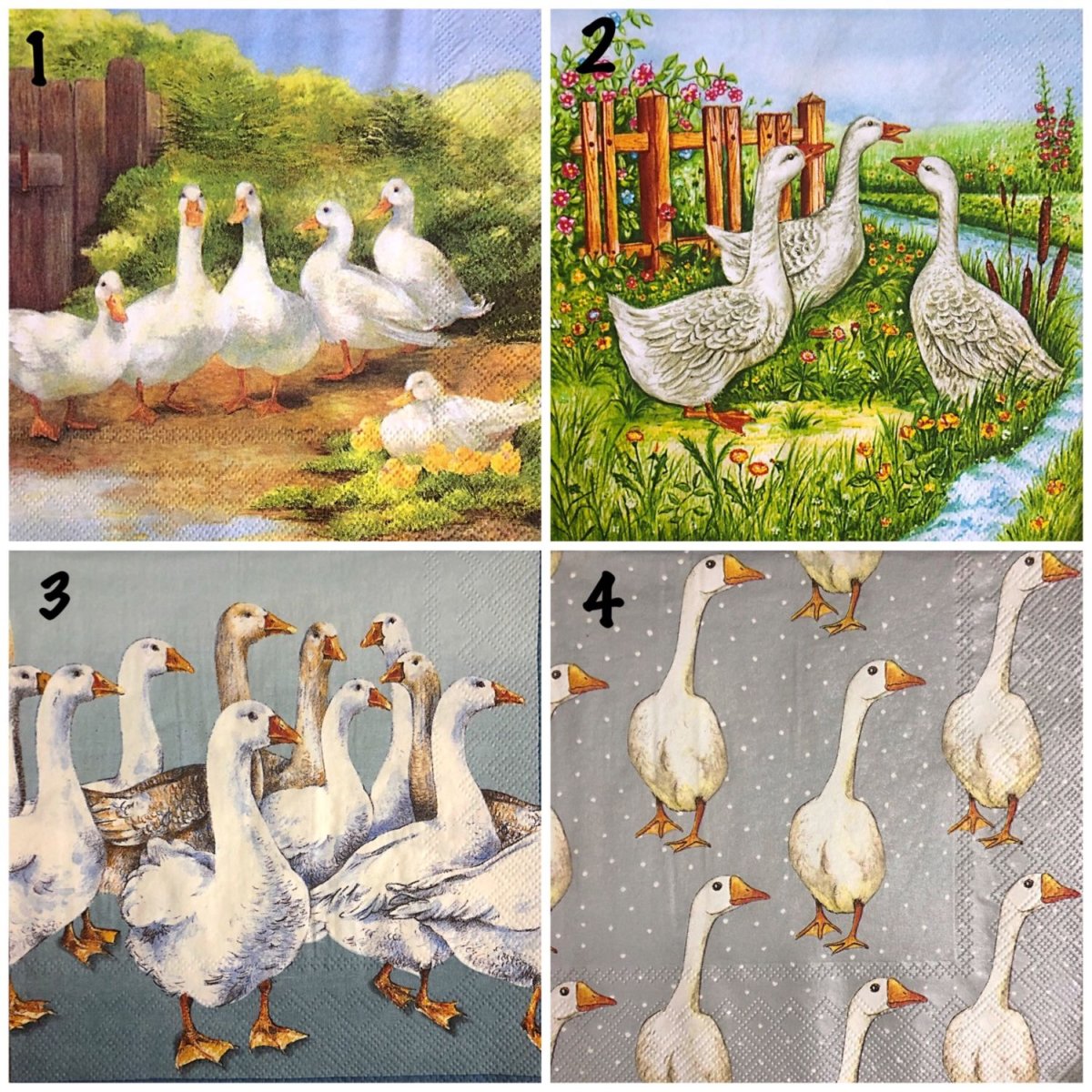 Салфетки бумажные гуси
