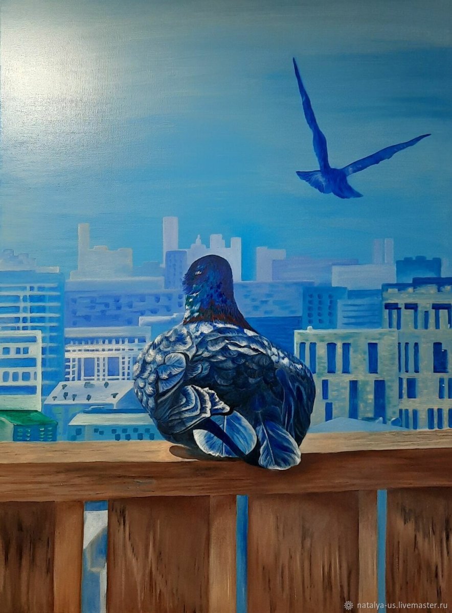 Голуби на балконе работы художников