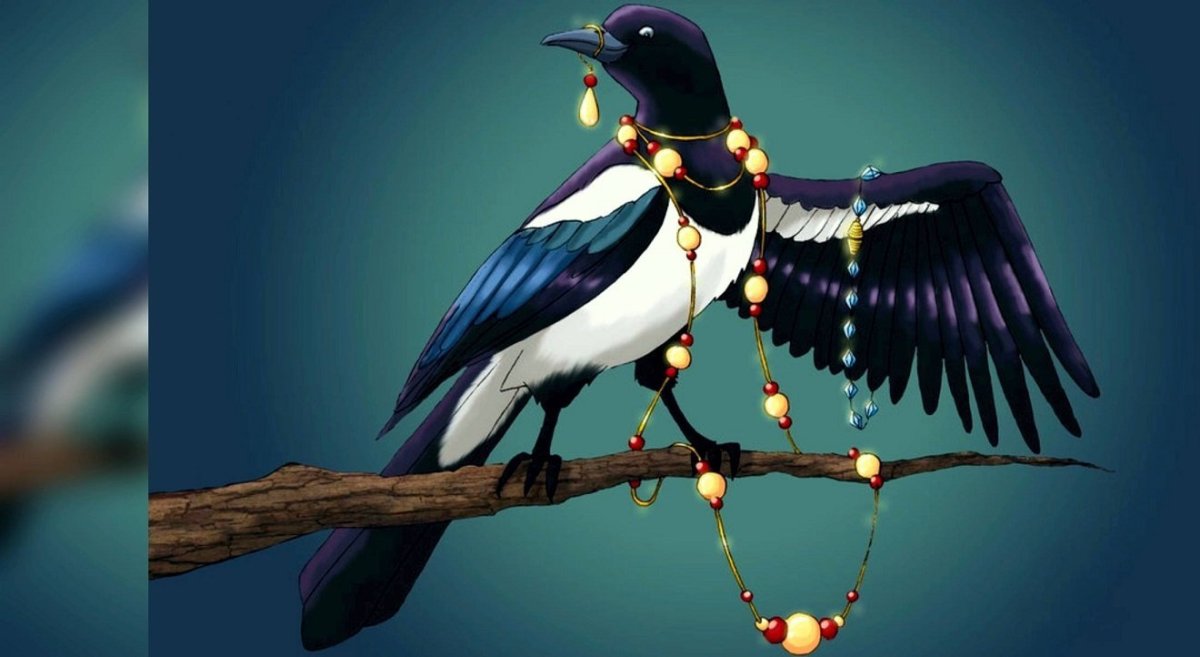 Сорока с украшениями