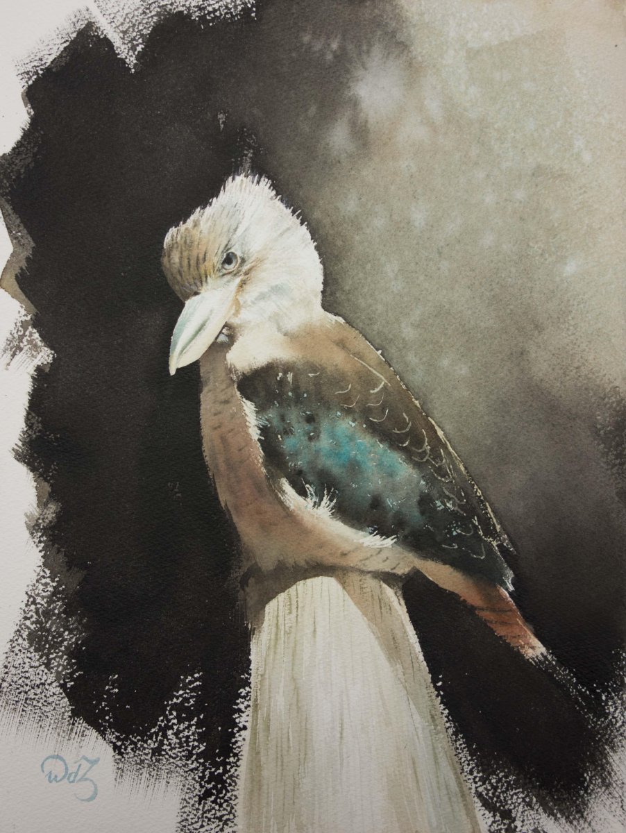 Щегол абстракция фэнтези акварель